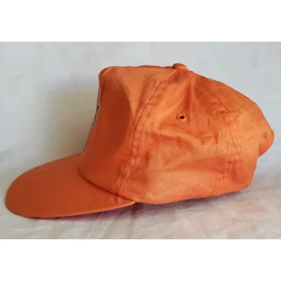 Vtg Saturday Night Fever Disco Hat Travolta Snapback Brow Flap Orange 70s USA